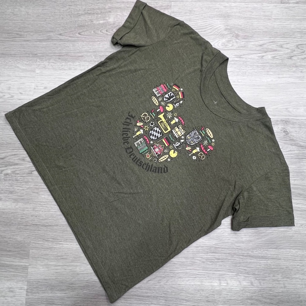 Disney Epcot World Showcase Germany Ich Liebe Deutschland Olive Green Tee S